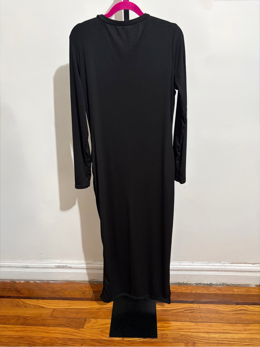Black Long Sleeve Midi Dress - Classic Women's Dress - Picture 4 of 7